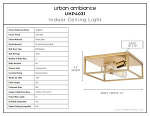 A beautiful luxury lighting fixture - UHP4031 Modern Ceiling Light 4.5''H x 12''W, Satin Gold Finish, Singleton Collection by Urban Ambiance.