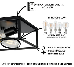 The instructions for installing the luxury lighting fixture UHP4032 Modern Ceiling Light 4.5''H x 12''W, Midnight Black Finish, Singleton Collection by Urban Ambiance.