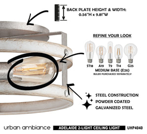 A diagram showing how to install the beautiful Urban Ambiance UHP4040 Farmhouse Ceiling Light 6.5''H x 14.375''W, Galvanized Steel Finish, Adelaide Collection