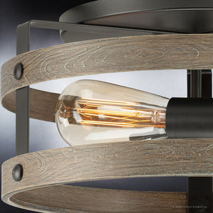 A beautiful UHP4041 lighting fixture in the Adelaide Collection by Urban Ambiance, featuring a wooden frame and a light bulb.