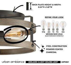 An image of a unique UHP4041 Farmhouse Ceiling Light with a light bulb in it.