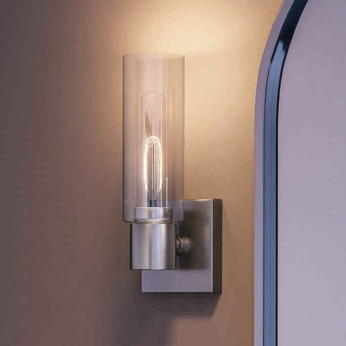 UHP4054 Cosmopolitan Wall Sconce 12.625''H x 5''W, Brushed Nickel Finish, Tustin Collection