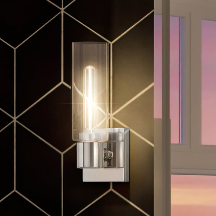 UHP4056 Cosmopolitan Wall Sconce 12.625''H x 5''W, Polished Chrome Finish, Tustin Collection
