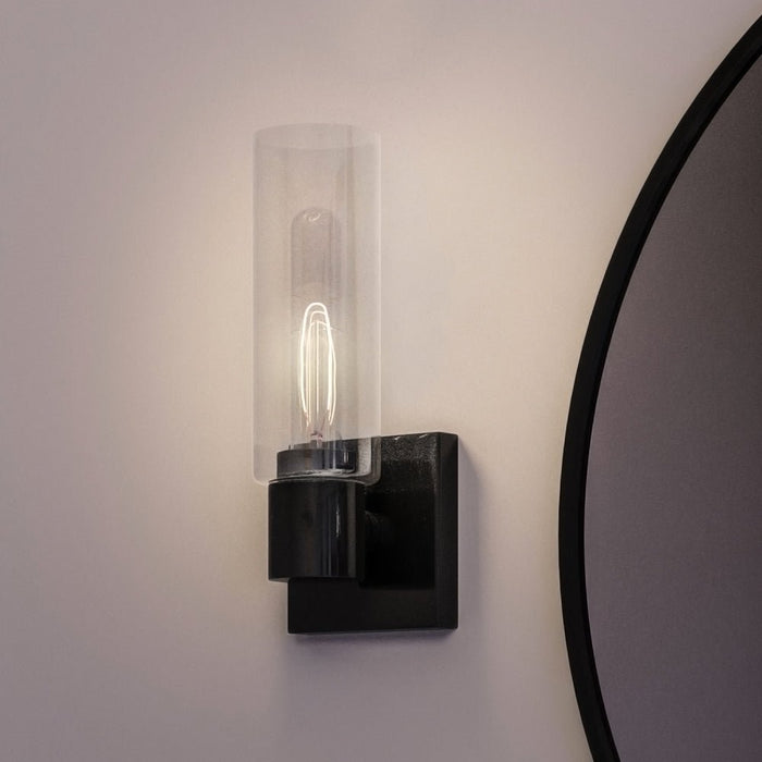 UHP4057 Cosmopolitan Wall Sconce 12.625''H x 5''W, Midnight Black Finish, Tustin Collection