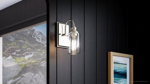 A luxury Urban Ambiance UHP4060 Vintage Wall Sconce with a beautiful view of a mountain.