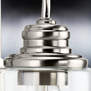 A close up of a beautiful UHP4060 Vintage Wall Sconce 9.875''H x 4.5''W, Brushed Nickel Finish, Hedland Collection by