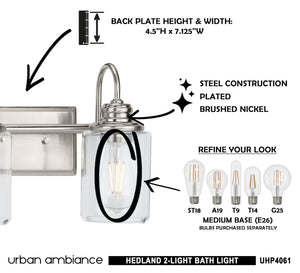 An Urban Ambiance Vintage Bath Lamp UHP4061 with four unique jars and instructions on how to use them.