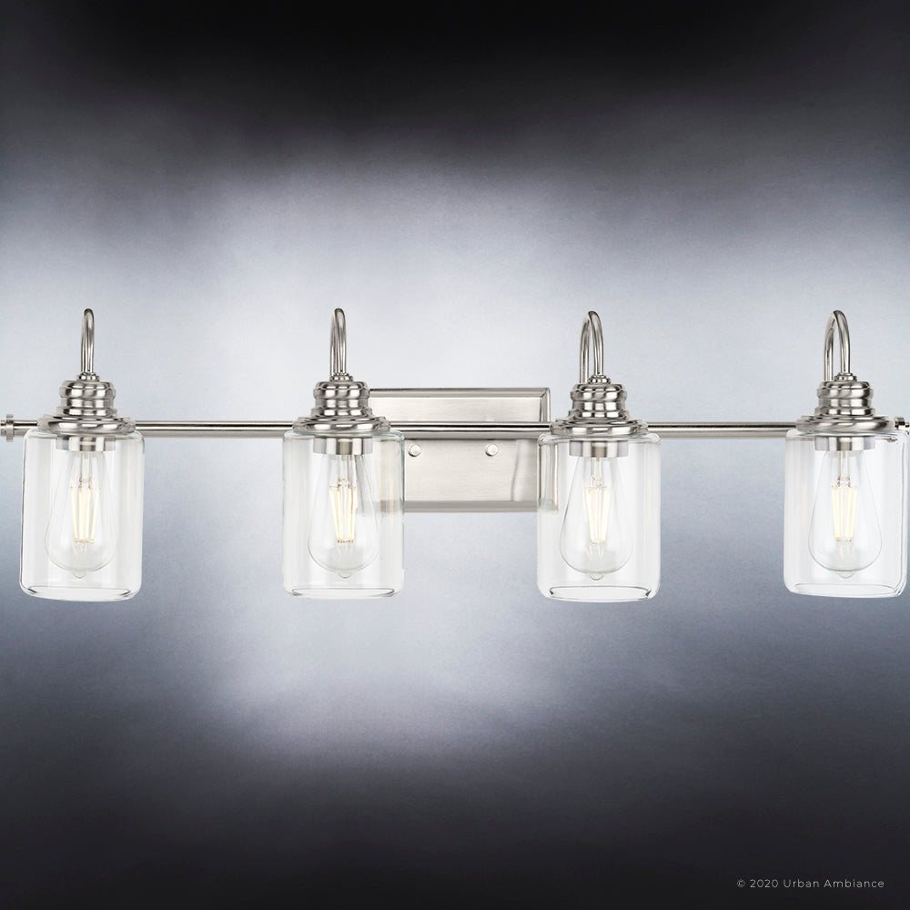 UHP4063 Vintage Bath Light 9.875''H x 32.25''W, Brushed Nickel Finish