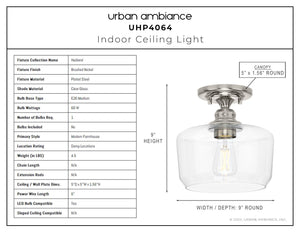 An Urban Ambiance indoor UHP4064 Vintage Ceiling Lighting Fixture with a clear glass shade.