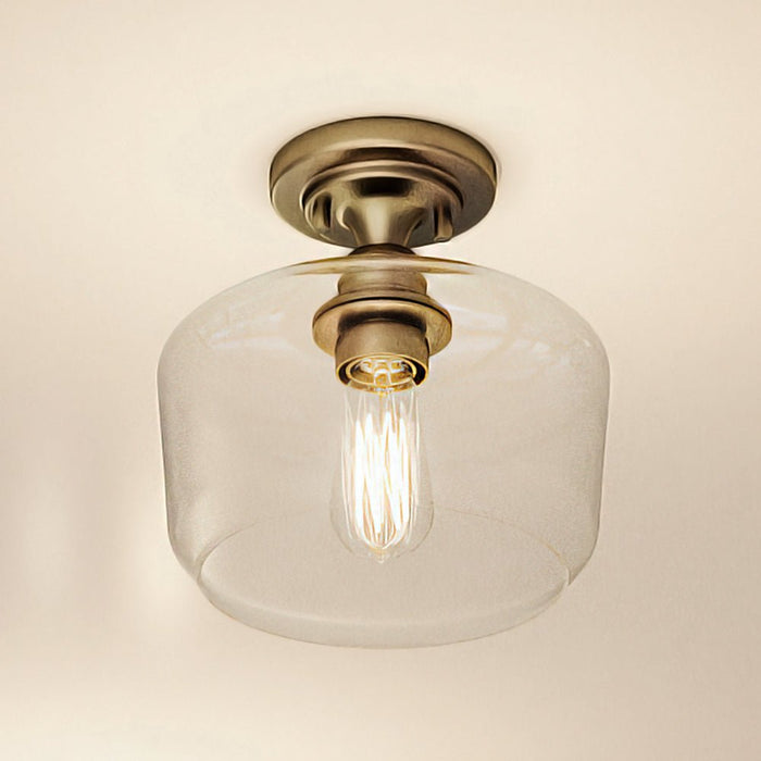 UHP4069 Vintage Ceiling Light 9''H x 9''W, Olde Brass Finish, Hedland Collection