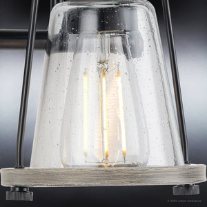 A beautiful and unique lighting fixture, the UHP4075 Coastal Bath Light 8.25''H x 15''W in Midnight Black Finish from the Kempsey Collection by Urban Ambiance features