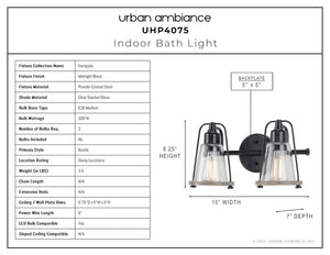 A picture of a gorgeous lighting fixture, the UHP4075 Coastal Bath Light 8.25''H x 15''W in Midnight Black Finish from the Kempsey Collection by Urban Ambiance