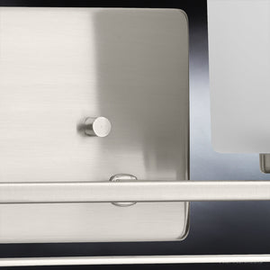A unique UHP4105 Modern Bath Light 7.625''H x 13.625''W, featuring a brushed nickel finish and a glass shade, from the Broome Collection by Urban