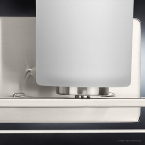An UHP4106 Modern Bath Light 7.625''H x 23''W with a white glass shade, from the beautiful Broome Collection by Urban Ambiance.