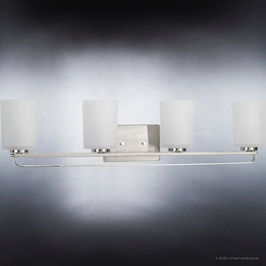 Four luxurious lighting fixtures from the Broome Collection, featuring gorgeous white glass shades, manufactured by Urban Ambiance.