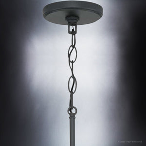 A unique Farmhouse Pendant 17.25''H x 14''W, Black Oak Finish lighting fixture from the Bairnsdale Collection by Urban Ambiance.