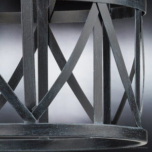 A gorgeous UHP4122 Farmhouse Pendant with a black metal frame.