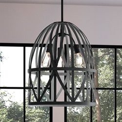 A unique and gorgeous UHP4123 Farmhouse Chandelier 25.25''H x 20.875''W, Black Oak Finish, Bairnsdale Collection by Urban Ambiance with a