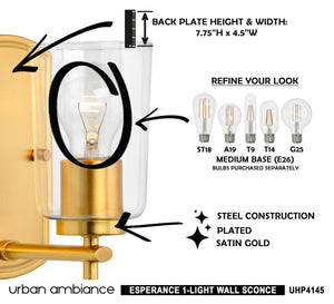 A beautiful lamp from the Esperance Collection with a Satin Gold Finish, providing luxury ambiance to any space.