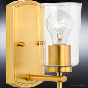 A beautiful Urban Ambiance UHP4145 Traditional Wall Sconce from the Esperance Collection featuring a satin gold finish.