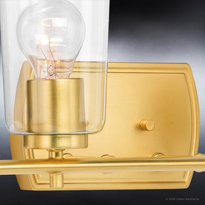 An UHP4148 Traditional Bath Lamp 7.625''H x 32''W, Satin Gold Finish, Esperance Collection lighting fixture by Urban Ambiance.
