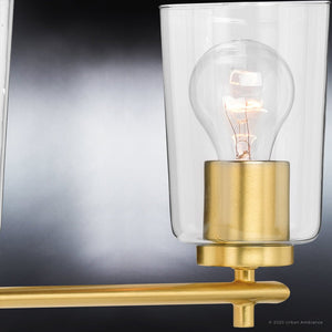 A gorgeous Traditional Bath Lighting fixture 7.625''H x 32''W with a light bulb, from the Urban Ambiance Esperance Collection, in Satin Gold Finish.