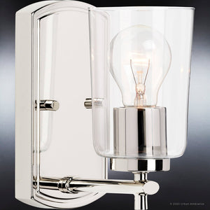 An Urban Ambiance UHP4150 Traditional Wall Sconce 7.75''H x 4.5''W, Polished Nickel Finish, Esperance Collection with a beautiful glass shade