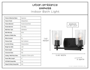 A diagram showing how to install a beautiful Urban Ambiance UHP4155 Traditional Bath Light.