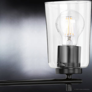 A gorgeous Traditional Bath Light 7.625''H x 32''W, Midnight Black Finish, Esperance Collection by Urban Ambiance with a glass bulb on top of a black base