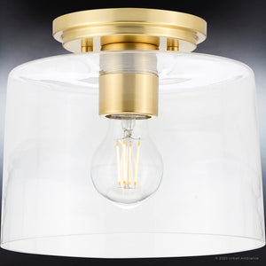 A gorgeous Urban Ambiance UHP4160 Traditional Ceiling Light 7.375''H x 8.625''W, with a clear glass shade from the Esperance Collection in a satin gold
