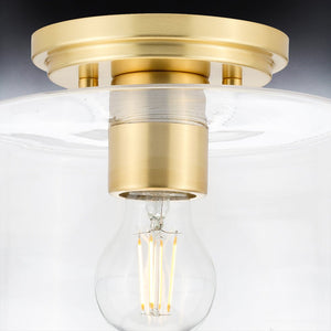 A unique UHP4160 Traditional Ceiling Light 7.375''H x 8.625''W, Satin Gold Finish, Esperance Collection by Urban Ambiance with a glass shade.