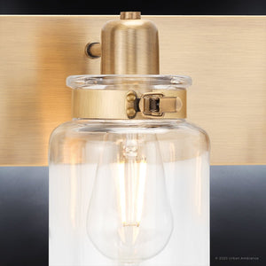 A unique Urban Ambiance UHP4193 Vintage Bath Light 8.625''H x 30.25''W, Olde Brass Finish, Bridgeport Collection luxury light fixture with