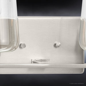 An UHP4201 New Traditional Bath Light 8.5''H x 14.625''W, Brushed Nickel Finish lamp with two glass holders from Urban Ambiance.