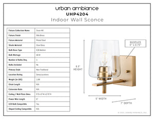 Elegant Lighting Fixture - UHP4204 New Traditional Wall Sconce 8.5''H x 5''W, Olde Brass Finish, Swan-Hill Collection.
