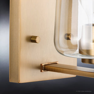 An UHP4204 New Traditional Wall Sconce 8.5''H x 5''W from the Swan-Hill Collection with a glass shade by Urban Ambiance, offering a luxurious