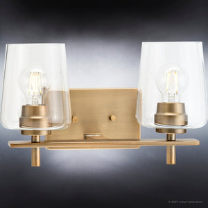 An Urban Ambiance bathroom lighting fixture with an Olde Brass finish, from the Swan-Hill Collection.