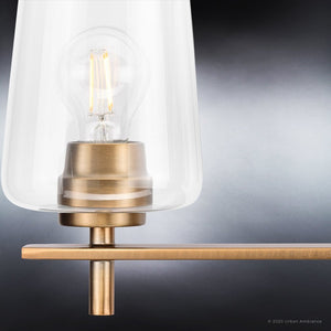 A beautiful lighting fixture, the UHP4207 New Traditional Bath Light 8.5''H x 34''W, Olde Brass Finish from the Swan-Hill Collection by Urban Ambiance