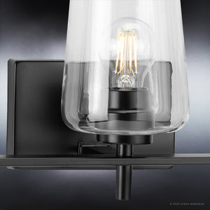 A unique UHP4210 New Traditional Bath Light 8.5''H x 24.25''W, Midnight Black Finish, Swan-Hill Collection wall sconce with a