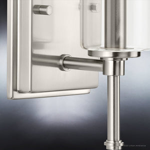 A luxury UHP4220 Contemporary Wall Sconce with a unique glass bulb and gorgeous brushed nickel finish, from the Parkes Collection by Urban Ambiance.