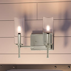 Two gorgeous UHP4221 Contemporary Bath Lights, a luxurious lighting fixture, in a bathroom by Urban Ambiance.