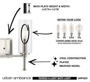 A beautiful image of a UHP4223 Contemporary Bath Light, a gorgeous lighting fixture, with instructions on how to use it.