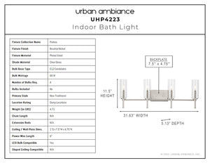 A diagram showing how to install the unique UHP4223 Contemporary Bath Light.