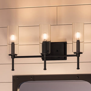 A unique and beautiful Urban Ambiance UHP4230 Contemporary Bath Light 11.5''H x 22.125''W, Midnight Black Finish, Parkes Collection with three lights