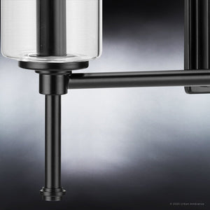 A black and white image of a luxury Urban Ambiance UHP4230 Contemporary Bath Light 11.5''H x 22.125''W, Midnight Black Finish, Parkes Collection with