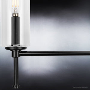 An Urban Ambiance UHP4231 Contemporary Bath Light with a beautiful clear glass cylinder.