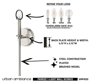 How to install the unique lighting fixture: UHP4232 Contemporary Wall Sconce 16.625''H x 5.75''W, Brushed Nickel Finish, Parkes Collection by