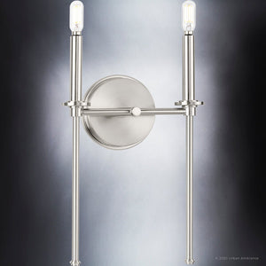 A unique and luxurious Urban Ambiance UHP4233 wall sconce with a brushed nickel finish from the Parkes Collection.