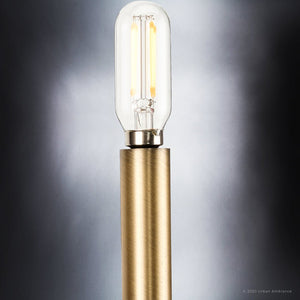 A unique and modern UHP4234 Contemporary Wall Sconce, with an Olde Brass Finish, from the Parkes Collection by Urban Ambiance, showcased on a table with a black background.