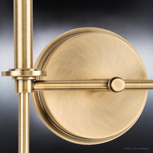 A close up image of the unique UHP4235 Contemporary Wall Sconce 16.625''H x 10.375''W, Olde Brass Finish, Parkes Collection by Urban