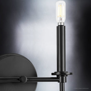 A beautiful lighting fixture, the UHP4237 Contemporary Wall Sconce from the Parkes Collection by Urban Ambiance features a Midnight Black Finish and measures 16.625''H x 10